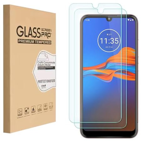 Shunwige (2 Pack) Progettato per Motorola Moto E6 Plus Protezione dello schermo in vetro temperato 9H Anti Scratch HD Clear Bubble Free