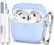 MHYALUDO Compatible with AirPods 4th Generation Case Cover 2024, Military Grade Soft Silicone, Shock Absorption, Compatible with AirPods 4 Case with Keychain and Cleaning Kit,Sky blue