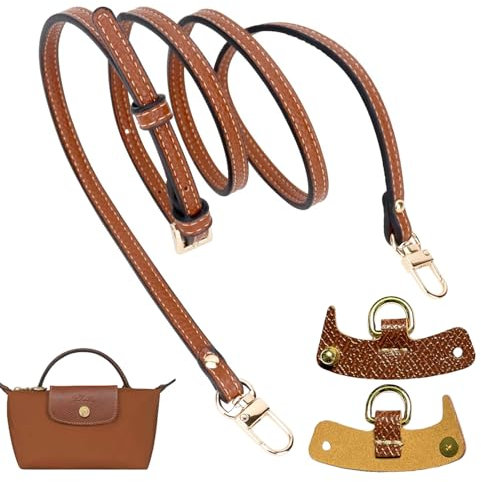 zoerbufan Bandouliere pour Sac Longchamp Femme Pliage Sangle Petit Sac, Mini Cuir Réglable Bandouliere pour Sac a Main, Pas Besoin de Poinçonnage (Largeur de la bandoulière 0,9 cm)