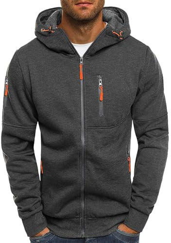 MJGkhiy Felpa Uomo con Zip e Cappuccio Felpe Firmate con Cerniera Casual Giacchina Sportiva Full Zip con Cappuccio e Tasche Taglie Forti Leggera Hoodie Giacca 2024 Offerte Lampo del Giorno
