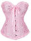 Springcmy Women Plus Size Corset Tops Boned Overbust Bustier Shapewear Lingerie Floral Lace Up Ruffle Trim Waist Push Up Bodysuit (A-Pink, M)