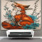 DTAVSLEIV 3D Druck Jungle Fox Wandteppiche Poster Ornament Wandbehang Wandteppich Raumteiler Vorhang Für Wohnzimmer Schlafzimmer Tapisseries 70cmx100cm