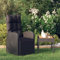 Myheimly Garten-Liegestuhl mit Auflage Gartenstuhl Relaxstuhl Sessel Sonnenliege Hochlehner Stuhl Gartensessel Gartenmöbel Poly Rattan Schwarz