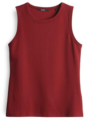 someday Damen Top | Geripptes Top KLEANNE Slim aus BCI Cotton Mix Ruby red, 40