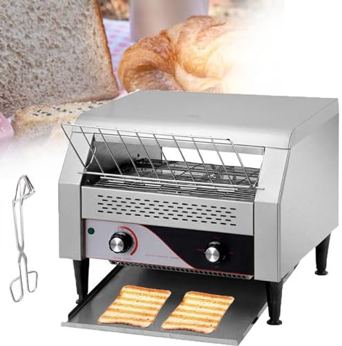 HQYMXYGEUR Commercial Conveyor Toaster,Professional Toaster,300 Slices/Hour,Stainless Steel Industrial Toasters,With Adjustable Speed