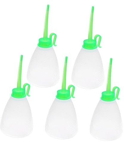 CIMAXIC 5Stücke Ölflasche mit Haken Kunststoff Quetschflasche für Nähmaschine Geeignet für Öle Lösungsmittel und Flüssigkeiten Praktische Werkzeugflasche