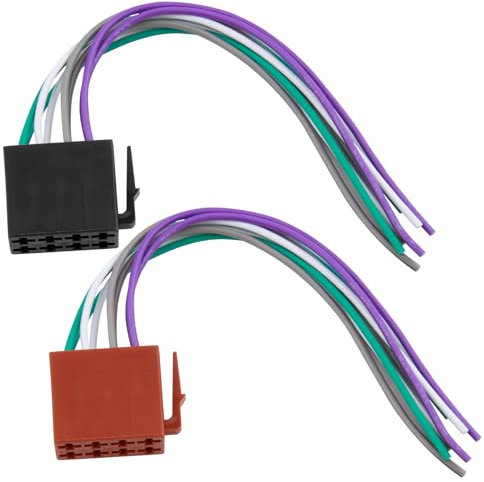 2 Pcs Adaptateur Autoradio DIN ISO Connecteur du Câble Haut-Parleur de Courant, Faisceau Autoradio 16 Broches pour JVC, Kenwood, Alpine, Compatible avec VW Peugeot Citroën Jetta