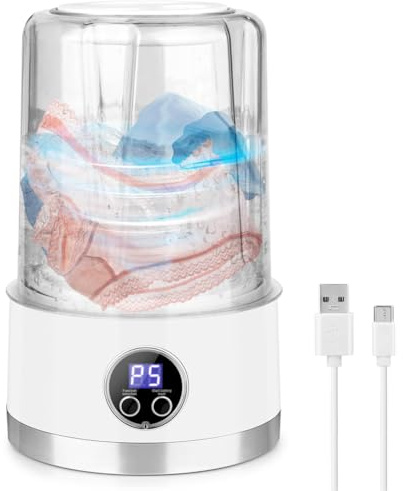 Faeymth Washing Machine Rechargeable Washing Machine 3000 MAh Compact Deep Cleaning Underwear Suitable for Apartments