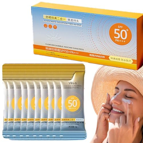 50 Stück Mini-Sonnencreme in Reisegröße, LSF 50+ Sonnencreme Mini Tube, Sunscreen Lotion mit UVA/UVB Schutz, Wasserfestes Sonnenschutzmittel mit Lichtschutzfaktor (1)