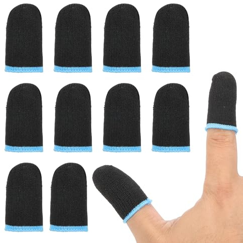PATIKIL Controller Finger Thumb Sleeve, 24 Pack Mobile Gaming Finger Sleeve Fiber Tip Gloves Anti-Sweat Breathable for Phone Game Touchscreen Devices, Black/Blue