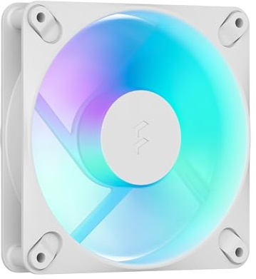 Fractal Design - Dynamic 3 – 12 Reverse RGB White - Computer Fan | High-Airflow PC Cooling Fan with Reversed Blades, Addressable RGB Lighting, and Long-Life LLS Bearing for Clean Aesthetics