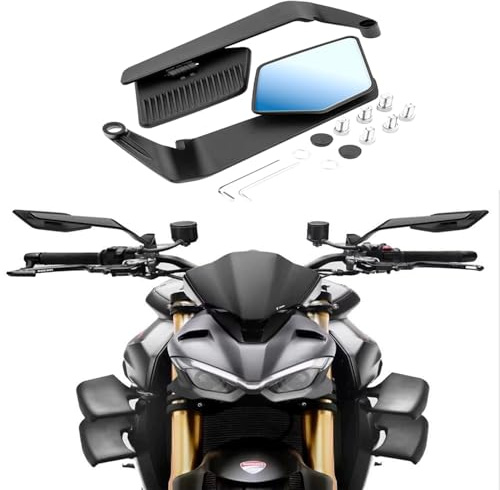 YHZCFWSF Motorrad-Rückspiegel für Yamaha YFM 700 2009-2022 Klappbare Lenker-Seitenspiegel 360° Drehbarer Weites Sichtfeld Blendfrei Motorradzubehör, Blackblue