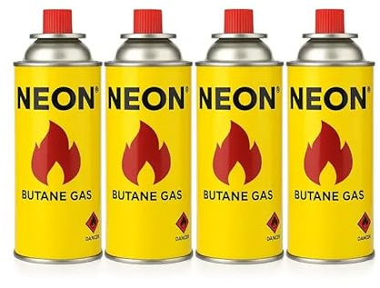 V7® Butane Gas Canisters for Camping, BBQ, Outdoor Cooking, Stove Heater, Blow Torch, Weed Burner, Emergency Use, Multi-Pack (4)