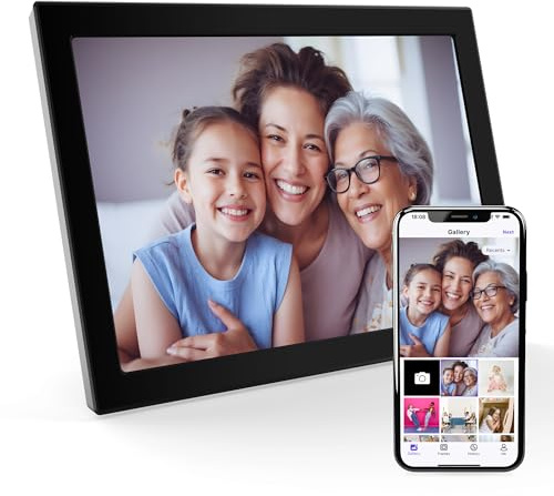 XORO CPF 10CF WLAN Bilderrahmen 10,1 Zoll, HD IPS Touch, 16GB, App, Schwarz | Fotos/Videos per App, WLAN, SD oder USB teilen und offline genießen, mit Touchscreen, 16GB Speicher und Auto-Rotation