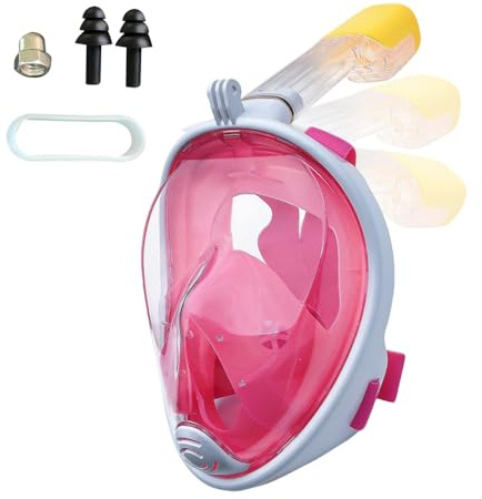 Riisoyu Masque de Plongée Intégral pour Enfant, Masque Tuba 180° Visible Panoramique Anti-Fuite Anti-Buée Masques Snorkeling Piscine Masques Plongée Enfants Tuba pour Enfant et Jeunes