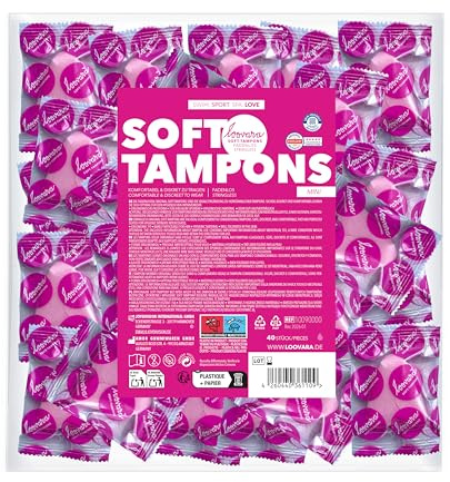 LOOVARA Soft Tampons MINI, im praktischen Folienbeutel, Ultra-weiche ohne Rückholfaden für diskrete Freiheit beim Sport, Schwimmen, Sauna & Intimität – Kompakte Passform, 40 Stück