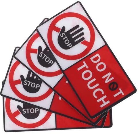 EXAOMBLE Safety Warning Stickers Warning Sign 4 Sheet Self Adhesive Vinyl Labels for Toolboxes and Industrial Environments
