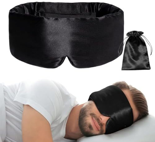 BOLLSEN - Deep Sleep Mask Seidenschlafmaske sleep mask silk 100% reine Maulbeerseide, 22 Momme, maximale Abdunkelung ohne Augendruck. (Schwarz)