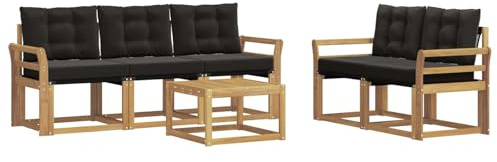 vidaXL Outdoor-Sofagarnitur mit Kissen 6 pcs Weiß und Schwarz, Gartenmöbel, modernes Ecksofa, langlebige Terrassen-Sitze, stilvolle Lounge für deinen Outdoor-Bereich