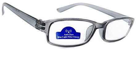 MFAZ Morefaz Ltd Women Anti Glare Slim Reading Glasses +0.50 +0.75 +1.0 +1.5 +2.0 +2.5 Blue Light Filter Computer Gaming TV Radial (0.75 Anti Glare, Grey)