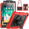 SEYMAC Custodia per iPad 9,7 Pollic 6a/5a Generazione 2018/2017, Custodia per iPad Air 2, Custodia Antiurto con Protezione per lo Schermo, Girevole Supporto/Cinturino, Tracolla, Portamatite, Rosso