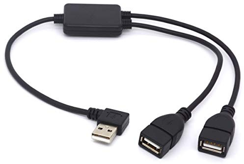 OpenII USB Splitter Cable Upgrade (40cm) | Chip Right Angled USB 2.0 A Male to Dual Female Data Syncing Charging Aadapter Cord (Support ALL Devices) (Right)