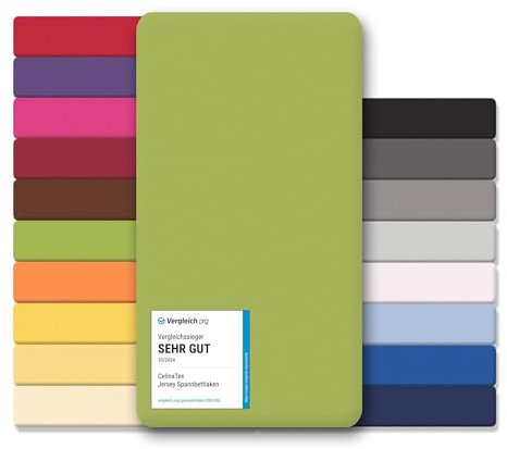 CelinaTex Jersey Spannbettlaken Lucina 180x200-200x200cm grün 100% Baumwolle gekämmt bis 26cm Matratzenhöhe Spannbettbezug, Leintuch, Bettlaken, elastisch, Strech, Oeko-Tex