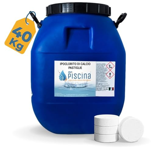 MR PISCINA Ipoclorito di Calcio in Pastiglie per Trattamento Acqua Piscina (40 KG)