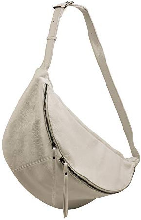 SH Leder echt Leder Damen Unisex Brusttasche für Festival Reise XXL Gross Hüfttasche Crossbody Bag Frauen Ledertasche 49x28cm Daniela G768 (Beige)