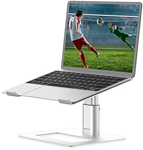 BoYata Laptopständer, Höhenverstellbarer Laptop Riser, Belüfteter Aluminium Notebookhalter für Schreibtisch, Kompatibel mit 10-17'' MacBook Pro/Air, Dell, HP, Samsung, Acer, ASUS Chromebook - Silber