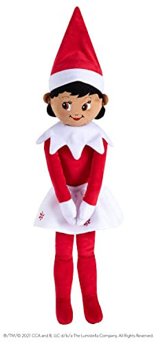 The Elf on The Shelf® Plushee Pals® Huggable | 70 cm großer Plüschelf | Mädchen mit Braunen Augen | Scout Elf Kuschelpuppe