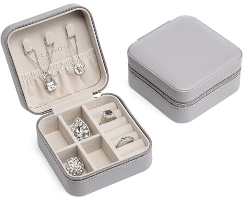 Vlando Schmuckkästchen Damen, Schmuckbox Ohrringe, Reise Schmuck Etui Jewellery box aus Leder für Ohrringe Aufbewahrung, Ringe, Zarte Ketten, Uhren und Lippenstift