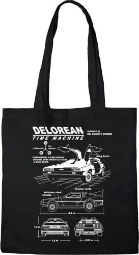 RETOUR VERS LE FUTUR TOTE BAG DELOREAN», REFERENCE : BWBAFUDBB004, NOIR, 38 X 40 CM