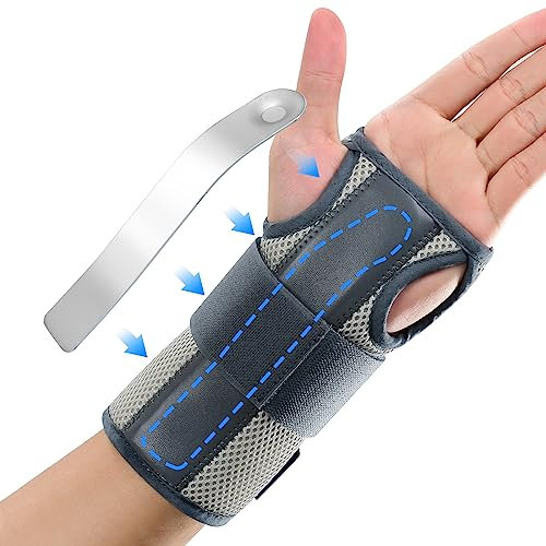 ABYON Handgelenk Bandage für Linke und Rechte Hand, Verstellbare Handgelenkstütze für Männer und Frauen Karpaltunnelsyndrom, Arthritis, Sehnenentzündung, Verstauchung (Grau, S/M)