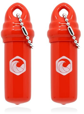 Schwimmender Schlüsselanhänger (2 Stück) versteckter wasserdichter PVC-Behälter für Boot, Schlüsselanhänger, Kajak, Paddelbrett, SUP-Trockentasche, Schlüsselhalter, Rot, 11 x 3 x 3 cm