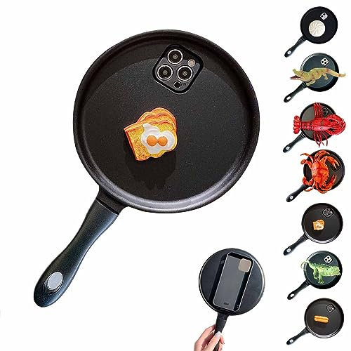 CLOUDEMO Frying Pan Phone Case, Funny Fried Egg Pan Phone Case, Weird Halloween Pan Phone Case for iPhone 14/13/12 Pro Max (D,14)