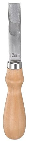 QUARKZMAN Cuero Borde Biseladores 12mm Ancho Boca Inoxidable Acero Skiver Cuero Herramienta Cuero Borde Rebajado Biselador con Madera Mango para Adelgazamiento Elaboración