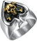 OIDEA Herren Ring Pik-Ass Totenkopf: Silber Poker Herz Biker Ring aus Edelstahl Gothic Skull Siegelring Bandring Geschenk für Männer Junge Größe 67 (21.3)