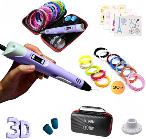 3d stift für Kinder - 3D-Bleistift - 3d pen PLA-Filament - 35 Meter in 7 Farben - LCD-Bildschirm - Vorlagen zum Malen - Einstellbare Temperatur und Geschwindigkeit