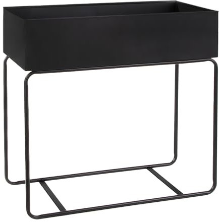 QUVIO Blumenständer Metall, Pflanzkasten Innen Outdoor, Blumentopf Ständer, Pflanzkübel Balkon Terrasse, Blumenkasten Metall, Pflanzkübel Schwarz, Pflanzenbestand, 25 x 60 x 60 cm