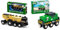 BRIO World 33630 - Goldene Batterielok mit Licht und Sound & World 33214 Batterie-Frachtlok - Grüne Batterie-Lok mit Frontscheinwerfern