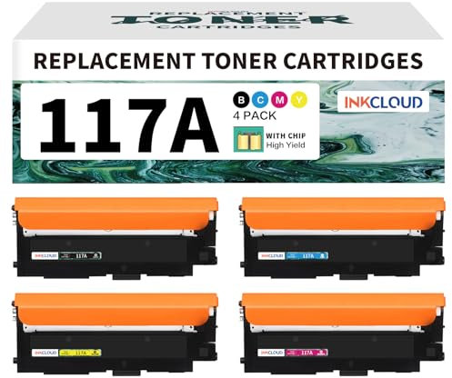 Kompatibel für HP 117A Toner Set (Mit Chip) Ersatz für Color Laser MFP 178nwg 150nw 179fnw 178nw 150a 179 178 150 W2070A W2071A W2072A W2073A (Schwarz/Cyan/Gelb/Magenta, 4er-Pack)