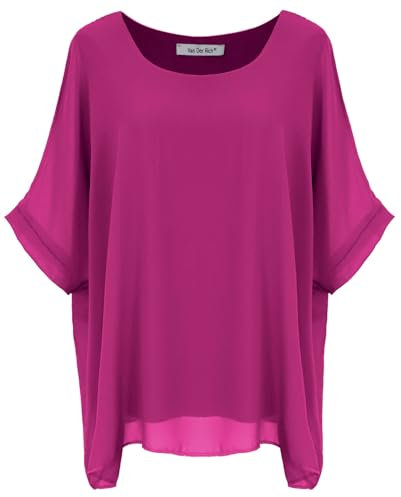 Van Der Rich ® - Bluse aus Mousseline mit Innenfutter - Damen (Fuchsia, M-L)