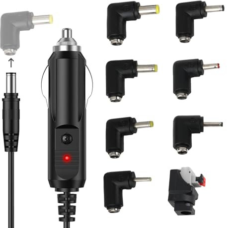 Chargeur Universel pour Voiture 24W 12V 2A avec 8 Adaptateurs,d'alimentation câble 5.5x2.1mm à l'allume-Cigare pour Lecteur DVD,GPS,Haut-parleurs,étiqueteuse,Caméra,Tire-Lait,Bande LED Autres