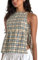 Y2k Babydoll-Tanktop für Damen, niedliches Oberteil mit Schnürung vorne, ärmellos, Schößchen, Vintage, kariert, Cami-Top, Cokette, Streetwear, Khaki, Mittel