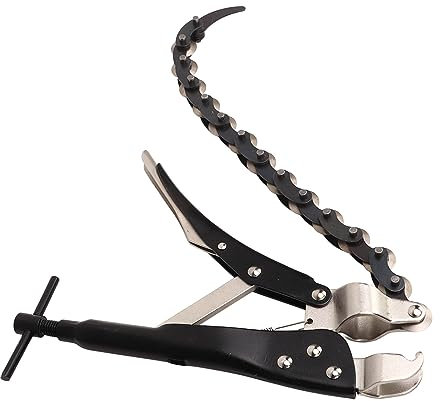 Holigie Kettenklemme, Kettenschraubstockgriff, robuste Stahlbacke mit 15 Ketten, verriegelbare Kettenklemme zum Schneiden von Metall, Kupfer, Aluminium, Eisen und Auspuffrohren