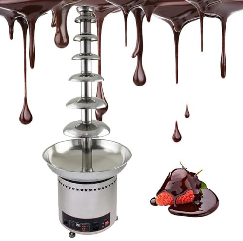 Chocolate Fondue Maker Large Size Stainless Steel Chocolate Fountain Fondue Set，Electric 4/5/6/7 Tiers Machine With Hot Melting Pot Base ，Easy To Assemble, Ideal For Birthday Party, Buffet, Family(7fl