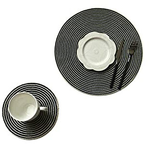 Windmilne Untersetzer, rund, aus gewebter Baumwolle, Tassenuntersetzer, individuelle Deckchen, Tischsets für Esstisch-Set, Küche (grau, 1 Set)