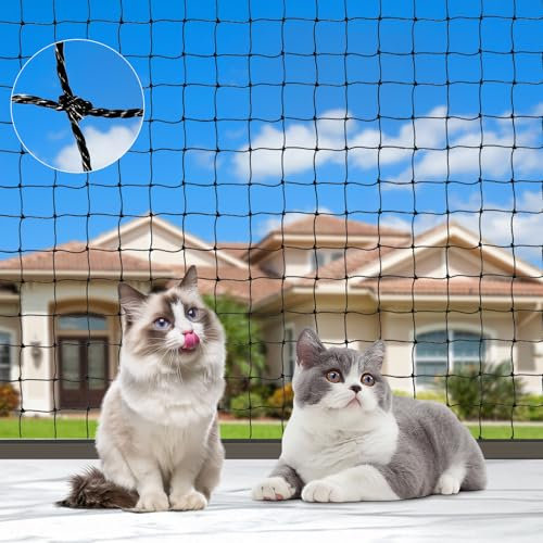Holilo Rete per Gatti, 4x3m Rete Gatti Balcone Rinforzata con Filo Metallico, Rete per Gatti Balcone Resistente alle Intemperie e ai Raggi UV, Adatta per Balconi, Finestre, lucernari