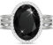 Linawe Schwarzer Ring Damen Silber Turmalin Ringe, Fingerring Verstellbar Frauen Moissanite Damenring Modeschmuck, Statement Silberring mit Stein Jewelry, Diamant Ring Boho Schmuck Weißgold